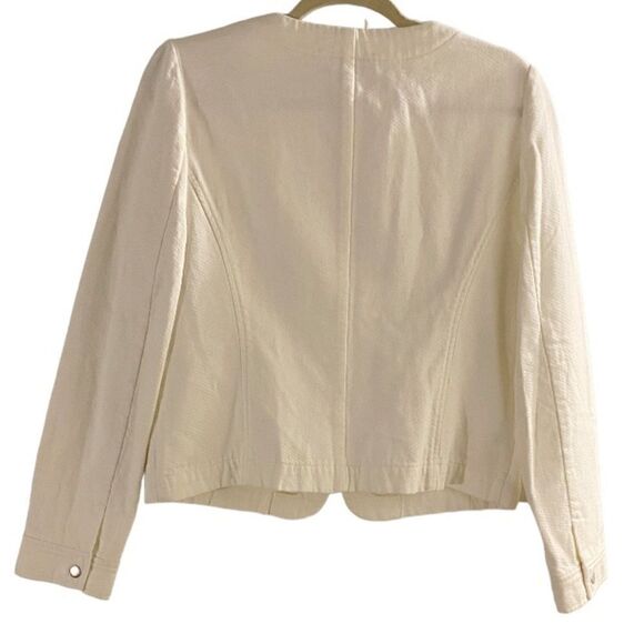 LOFT Cream Cotton Zip Up Blazer Size 8 - Picture 2 of 12
